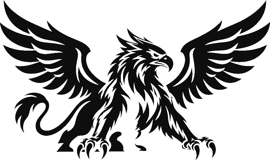 MythMax griffin emblem with outstretched wings
